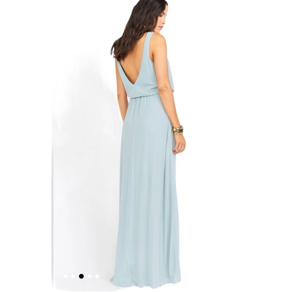 NWOT Show Me Your Mumu Kendall Vneck Chiffon Maxi in Silver Sage Blue/Green - Picture 6 of 9